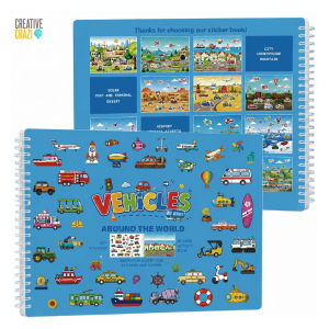 [SG] Kids Sticker and Coloring Book Activity Set All Around Town Travel Art Kit with 600 Stickers and Colored Pencils