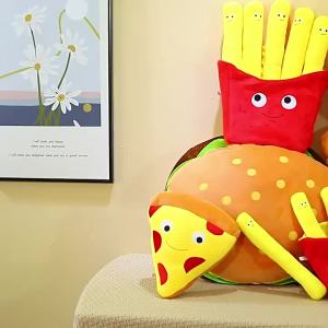 Gối hình bánh mì kẹp thịt pizza khoai tây chiên sáng tạo thương mại ngoại quốc đồ chơi nhồi bông mô phỏng búp bê máy gắp thú nhồi bông