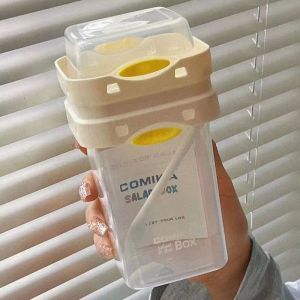 Salad With Fork Lid Light Food Fat-reducing Portable Take-away Double-layer Yogurt Milkshake Cup