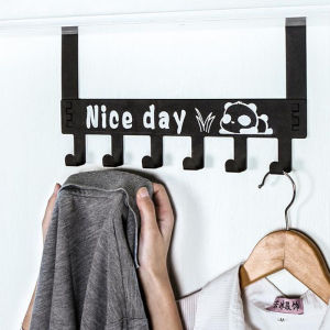 GANTUNGAN BAJU PINTU KAMAR TIDUR Tanpa Paku dan Lemari Pakaian dan Dapur Hanger NICEDAY 6 Hook Kuat Warna Hitam Putih