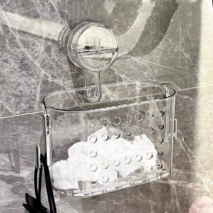 HW074- Bathroom Kitchen Hanger Basket Wall-mounted Punch-free Bathroom Storage Box Multifunctional Suction Cup Washstand Sundries Drain Storage Rack Toilet Organizer