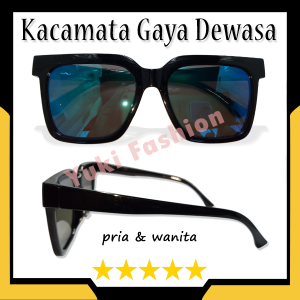 COD TERMURAH - Kacamata Anti UV Korean Fashion Style Lensa Mirror Bingkai Oversize Kotak Besar Pria Wanita Kacamata Hitam Gaya Kekinian Frame Square Bigsize Mirror Glasses Import