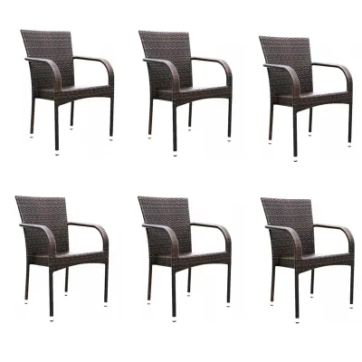 KIMDELIN Outdoor Patio Furniture Rattan Table and Chair Brown color
