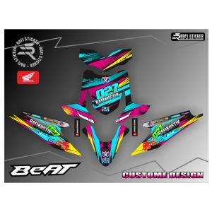 Desain Stiker Motor Beat Suka Suka & Variasi Sticker Full Body
