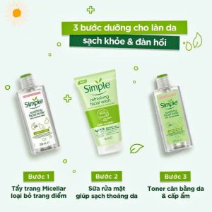Sữa rửa mặt dịu nhẹ Simple OK155 dành cho da nhạy cảm không cồn giúp da sạch thoáng 150ml
