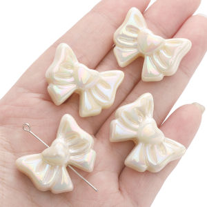28x22mm 2pcs 2mm Acrylic AB color bow bead love bow For Handmade Bracelet Necklace Earring Keychain DIY Craft Jewelry Making Accessories