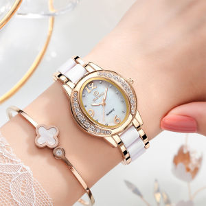 New womens watch fashionable oval-shaped diamond-encrusted waterproof quartz watch for women