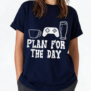 [Local Stock] HBESTY  Plan for Day Coffee Video Game Funny Gaming Gamer Dad Men T-Shirt Gaming Enthusiast Funny Outdoors High Quality Cotton Tees