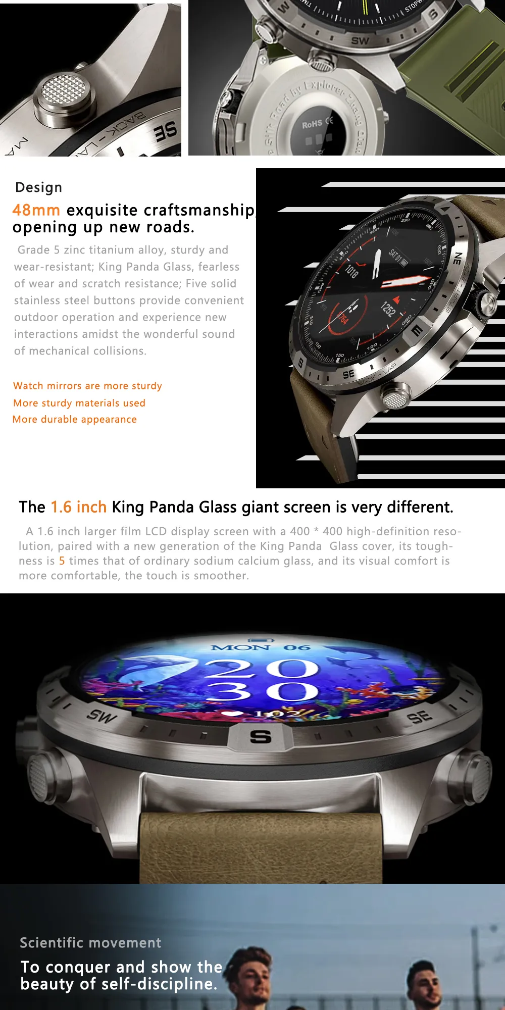 Aolon GT5 Pro 1.6 นิ้ว นาฬิกา สมาร์ทวอทช์ เข็มทิศ smartwatch จอใหญ่ 100+ โหมดกีฬา โทรผ่านบลูทูธ IP67 กันน้ํา นาฬิกาวิ่ง
