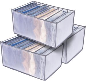 TOOVREN Bra Drawer Organizers Underwear Wardrobe Organizers Divider Lingerie Storage Bins Closet Organizers and Storage Boxes Foldable Closet Storage for Underwear Bra Socks (6 Grids2 Pack)