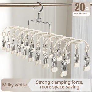 Hangers With Rotating Hook And Non Slip Clips For Indoor Drying And Storage Efficiency - Secure Traceless Clamping Force Windproof Grip Anti-Slip Design Stainless Steel - Indoor Use.