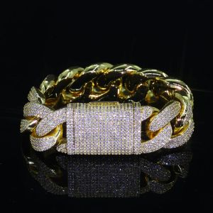 Bling Zircon Cuban Link Chain for Men Iced Out 20mm Width Big Bubble Cuban Necklace Hip Hop Mens Jewelry Wont Flip