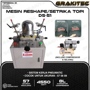 Grakitec Mesin Reshape / Setrika & Uap Topi DS-51 include Compressor untuk topi baseball snapback polocap fivepanel trucker