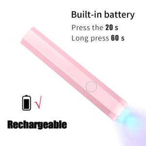 Ardour Nail Quick dryer Rechargeable Lamp White Mini Portable Handheld UV gel Adhesive Glue USB Nail Light Tools