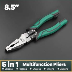 🔥Local inventory+COD 🔥8.5inch Combination Pliers Multifunction Pliers Set 5 in 1 Combination Pliers Stripper/Crimper/Cutter Heavy Duty Wire Pliers Diagonal Pliers Stripping pliers Heavy Duty  Super Hardness Industrial Grade Chromes Vanadium Steel