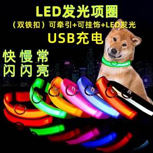 {READY STOCK}Glowing Led Light Dog Collar With Detachable Pendant Usb Charging