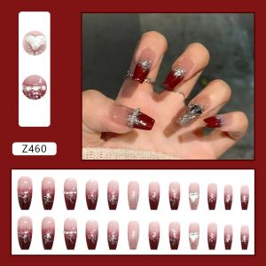 Set móng tay Nails By Mia 24 móng màu đỏ pha trộn tình yêu lấp lánh trong suốt Z460