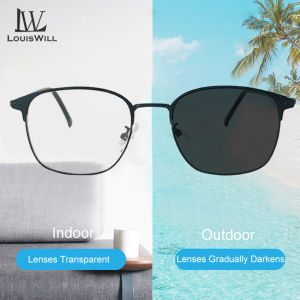 LouisWill แว่นตาแฟชั่นสำหรับผู้ชายผู้หญิงแว่นกันแดดโพลาไรซ์เปลี่ยนสีได้อัตโนมัติป้องกันแสงสีฟ้าแว่นตาสำหรับขับรถแว่นตาอ่านหนังสือ HD ใช้ได้สองแบบ