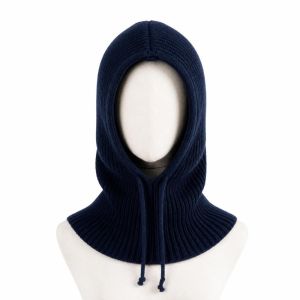 LIVELYN Hooded Balaclava Hat Drawstring Knitted Head Hooded Hat Korean Style One-Piece Neck Collar Men Bonnets For Women Man