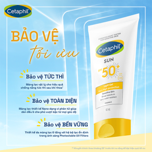 CETAPHIL Sun SPF 50+ Light Gel Sunscreen 50ml [For Sensitive Skin Face & Body] with Soothing Vitamin E