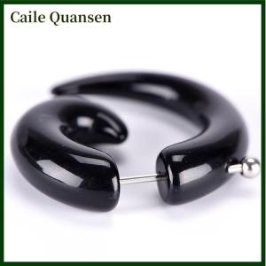 Caile Gothic Women Men Punk Black Acrylic Snail Stud Earrings Ear Jewelry