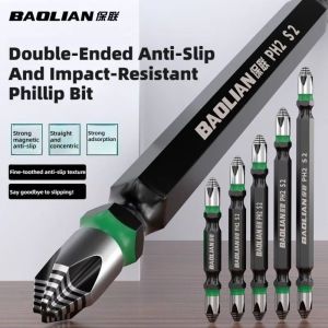 JACAUY PH2 ic Hex Bit Non Slip Textured Impact Resistance Double-ended Screwdriver Bit Portable Hex Shank Phillips Screwdriver Bit For Electric Driver Power Tools
