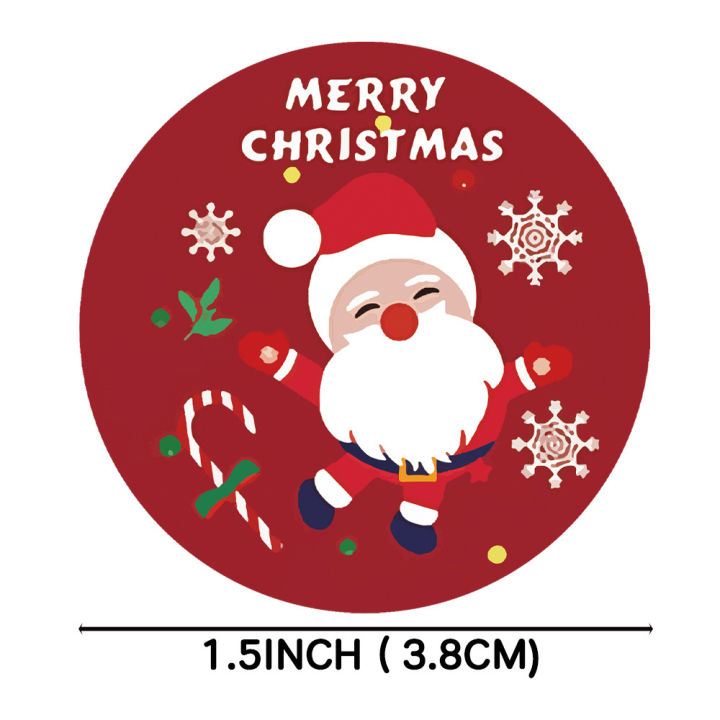 50PCS Vintage Christmas Stickers Merry Christmas Stickers Santa Claus  Stickers Roll Winter Holiday Round Xmas Label Tag Sticker For Christmas  Gift Box