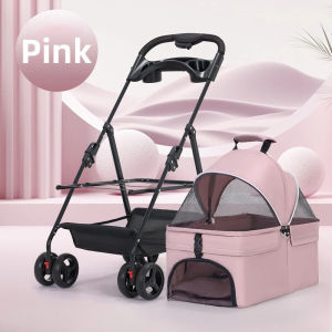 Pet Cart Pet Stroller Portable Foldable Dog Stroller Cat Stroller Detachable Pet Wheel Trolley Foldable Dog Cat Carrier 4 Wheel Lightweight Trolley