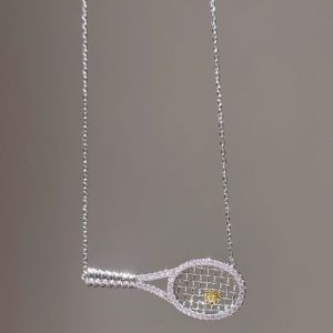 SWEET ELVES Exquisite Tennis Racket Necklace Adjustable Chain Dazzling Sparkling Zircon Bracelet Daily Creative Sport Theme Jewelry For Women