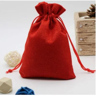 1pc Jute Bag Colored Canva with drawstring Burlap linen for Jewelry Coffee Gifts and Wedding Souvenir