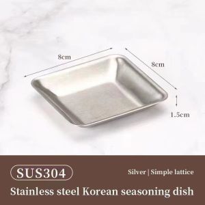 304 Stainless Steel Seasoning Dish Hot Pot Dipping Bowl Soy Sauce BarbecueSushi Vinegar Plate Condiment Tray Kitchen Tab