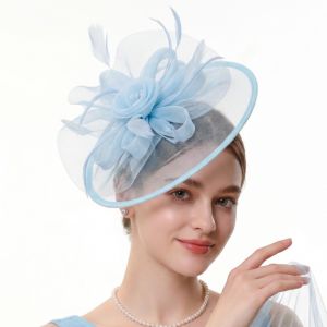 MAOMEI Tinh tế Mũ Fascinator đính lông vũ Thanh lịch tiếng Pháp Mũ Kentucky cổ điển Thời trang Hoa Băng đô cài tóc cô dâu Cô gái