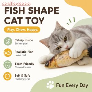 Cat Fish Toy Plush Catnip Teaser Lifelike Soft Bite Play Indoor Kitten Pet