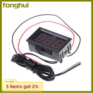 fanghui Nhiệt kế kỹ thuật số DC12V Màu Đỏ Mới với đầu dò nhiệt độ-50 110 ° C Máy dò nhiệt độ LED