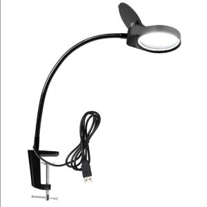 8x15x 3x10x 5x Clamp-on Table Lamp Magnifying Glass Real Glass Dimmable Illuminated Magnifier LEDs Desk Light Lamp for Reading2026