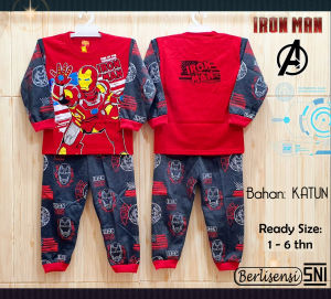 Setelan Piyama Anak Motif Iron Man Lengan Panjang