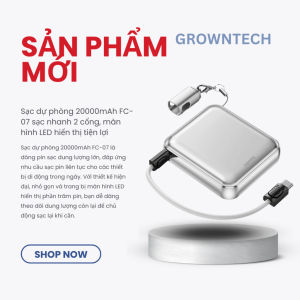 Sạc dự phòng FC-07 20000mAh sạc nhanh 2 cổng màn hình LED hiển thị pin tiện lợi dung lượng lớn dễ mang theo.