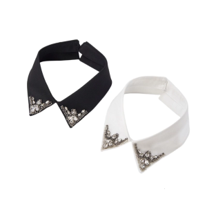 Elegant Rhinestones Studded Detachable Collar For Women Adjustable Back Closure Polyester Accessory Evening Party Wear