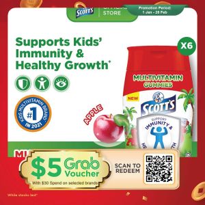 [6 Pack] SCOTTS Multivitamin Gummies for Kids Vitamin A B6 C D and Zinc For Healthy Growth Bone and Eye Apple60s