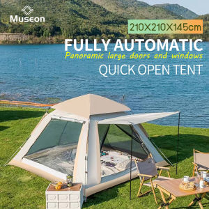 3-4 Person Waterproof Automatic Tent Two Doors Thickened Rainproof Camping Supplies for Camping Tent Outdoor Camping Family Tent 210x210x145CM