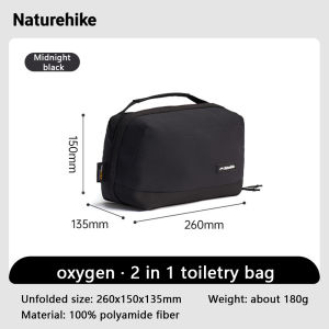 Naturehike Portable outdoor toiletry bag Large capacity polyester 2 in 1 travel makeup storage bag Water-repellent hanging toiletry bag travel bag