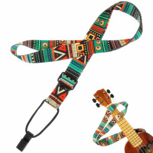 Ukulele Strap Guitar Strap Vintage Adjustable Colorful Pattern Strap with Hook Carry Accessory