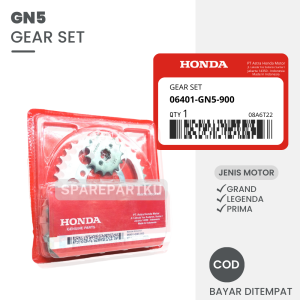 GEAR SET GN5 / ASTREA GRAND / LEGENDA / PRIMA / GEAR / GIR / GER / GEARSET / 1 SET PAKET GIR DEPAN DAN BELAKANG + RANTAI RODA KIT / DRIVE CHAIN KIT