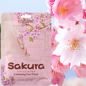 【10Bag Sakura foot】 Foot Mask Remove Dead Skin Heel Socks Peel Dead Whitening Moisturizing Exfoliating Renewal Pedicure Peeling Foot Care in 2-7 Days Foot Mask Only Need One Pair Peeling Cuticles Heel 去角质足膜