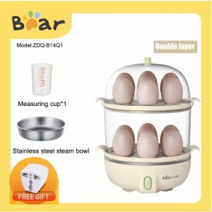 Bear 2-Layer Rapid Egg Boilers Steamer Electric Egg Poacher Cooker 14 Egg Capacity Removable Tray