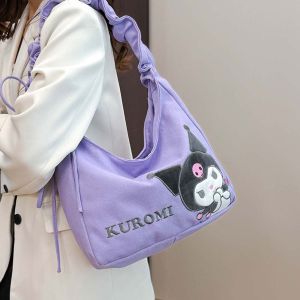 CUWEE Canvas Labubu Shoulder Bag Large Capacity Sweet Messenger Pouch Beautiful Polyester Drawstring Capybara Handbag Summer