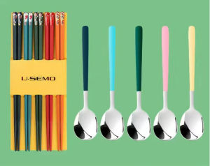 [HÀNG CAO CẤP - SIÊU SALE] SET 5 ĐŨA SỢI THỦY TINH NGŨ SẮC NHẬT BẢN + 5 MUỖNG INOX 304 NGŨ SẮC - đũa muỗng ăn dụng cụ gắp đũa kiểu Nhật đũa muỗng ăn nhiều màu sắc đũa ăn hiện đại đũa muỗng mẫu mới nhất 2023