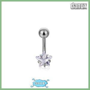 danux Zircon Body Jewelry Belly Button Rings Stainless Steel Star Round Square Clear Zircon Classic Navel Belly Button Rings Piercings Jewelry