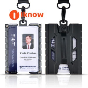 I know NEW US Mechanical Style Badge Wallet ID Credit Card Holder with Lanyard Retractable Reel Metal Clip for Office worker Name tag Chest Card Cases Holds 1-4 Cards
