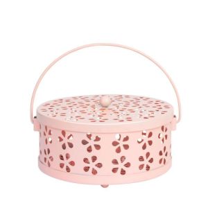 HUGHES Creative Metal Iron Art Home With Lid Office Sandalwood Rack Mosquito Incense Holder Aroma Stove Mosquito Coil Tray